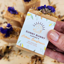 Load image into Gallery viewer, Eco-Friendly Citrus Sunflower Mini Soap Bar - Sunny Bunny Gardens
