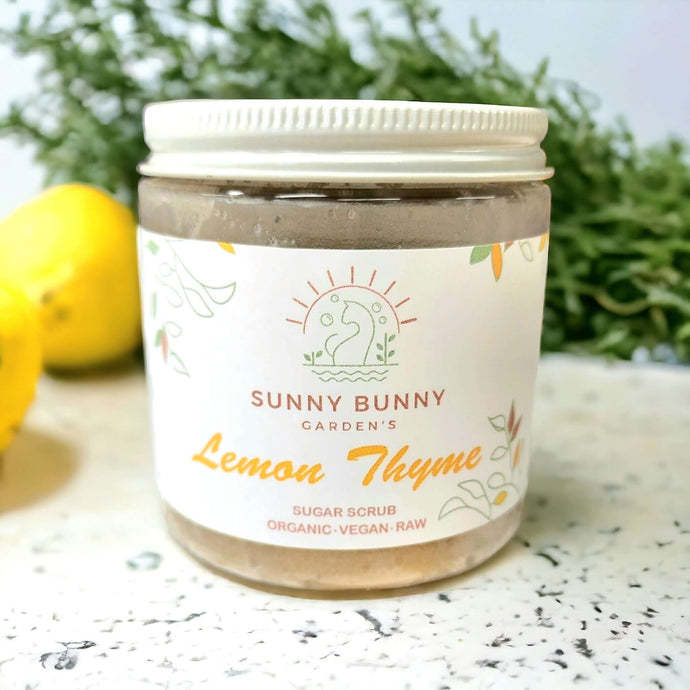 Natural Whipped Lemon Thyme Sugar Scrub - Sunny Bunny Gardens