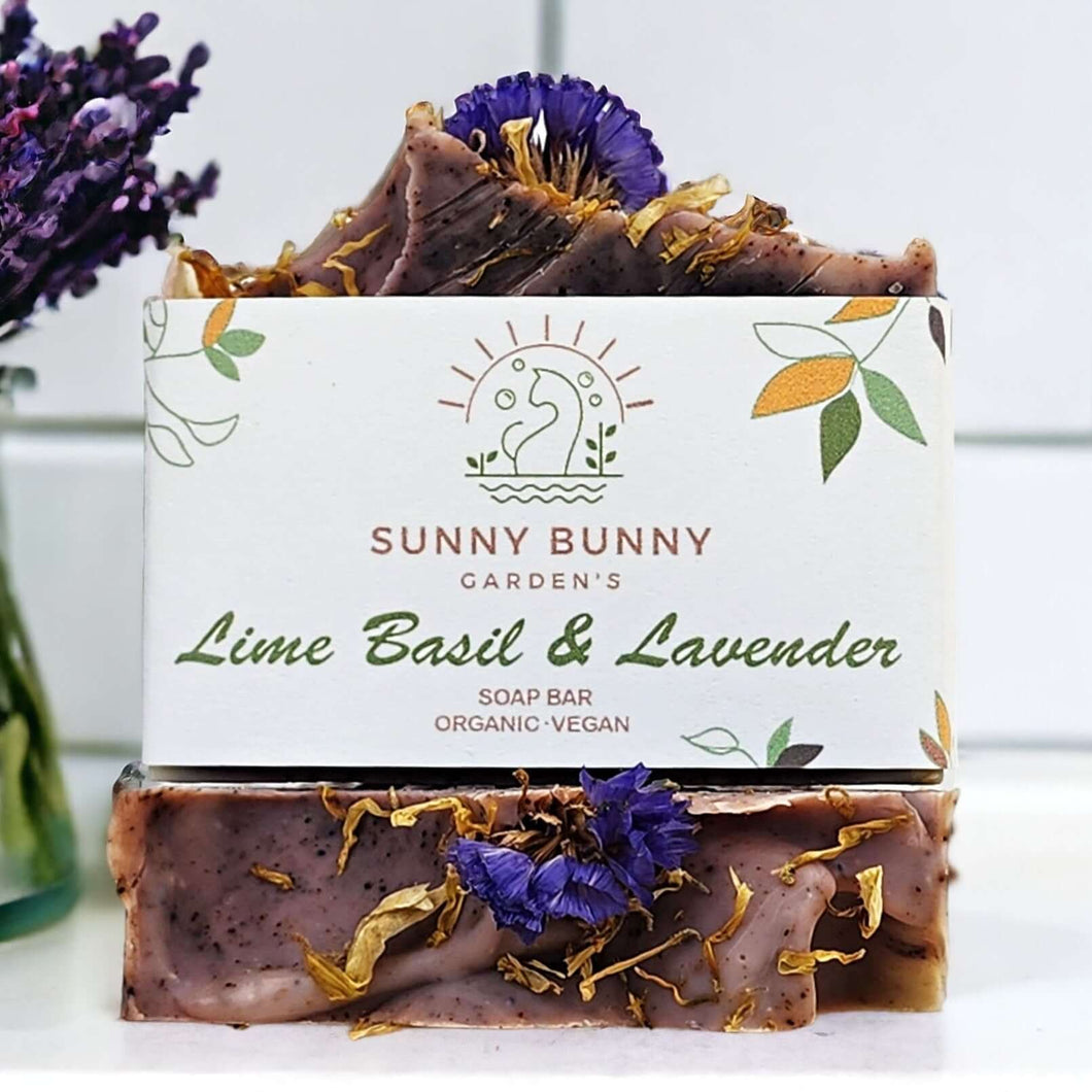 Organic Lime, Basil and Lavender Soap Bar Sunny Bunny Gardens