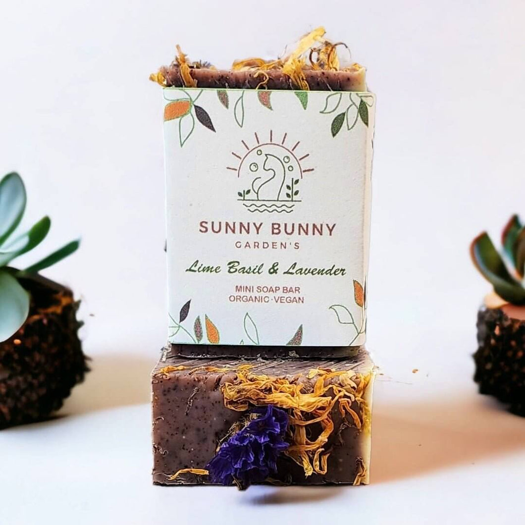 Organic Lime Basil Lavender Mini Soap Bar - Sunny Bunny Gardens